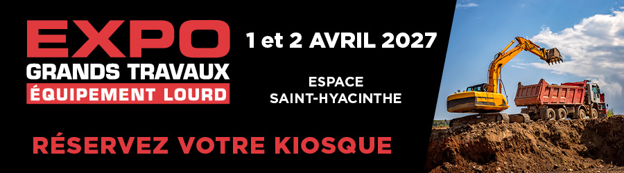 Expo Grands Travaux, équipement lourd : 1 et 2 avril 2027, Espace Saint-Hyacinthe. Inscrivez-vous dès maintenant.